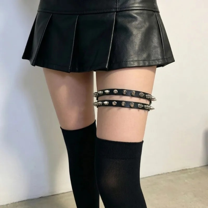 Double Row Cone Spike Leg Gart - огляд і ціна Garter Belt Set
